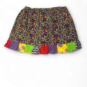 Handmade Kids Colorful Star Print Patchwork Ruffle Skirt